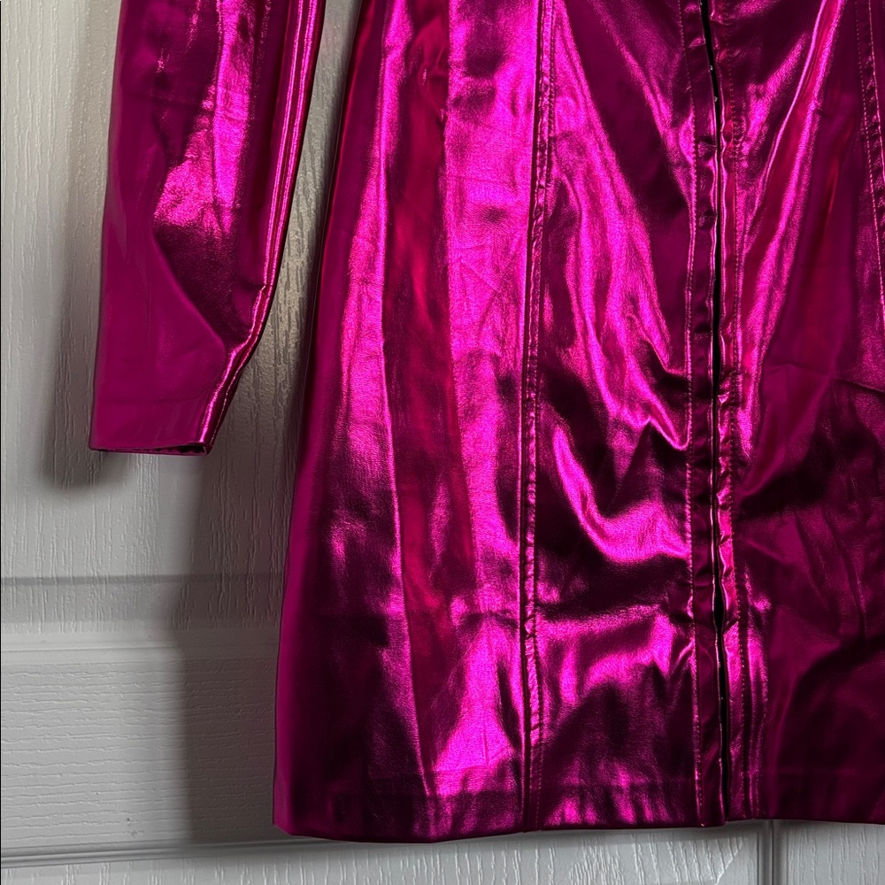Betsey Johnson Pink Metallic Mini Dress Large Y2K Party Club Barbiecore - Picture 5 of 9
